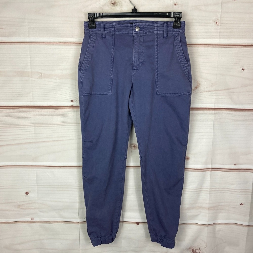7 For All Mankind Pants Womens 27 Side Tuck Jogger Blue Mid Rise Crop Ankle Zip